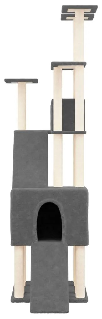 Albero per gatti con tiragraffi in sisal grigio scuro 190 cm