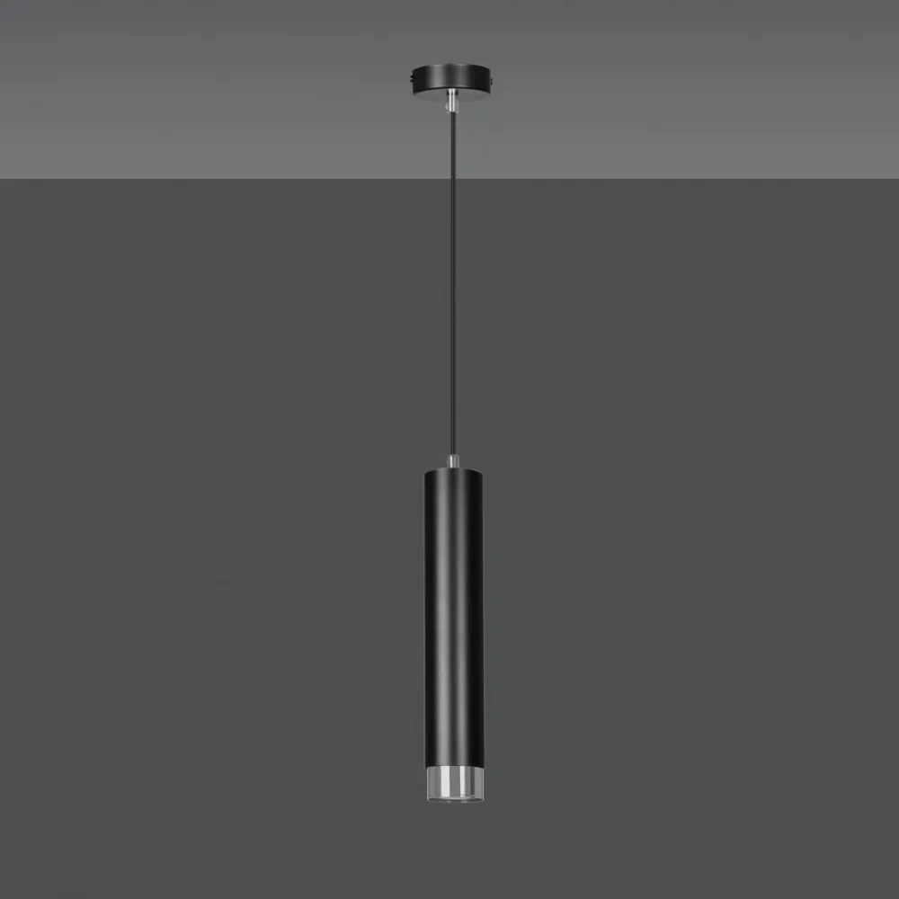 Lampada a Sospensione in Acciaio KIBO 1 GU10 Colore del corpo Nero e Cromo