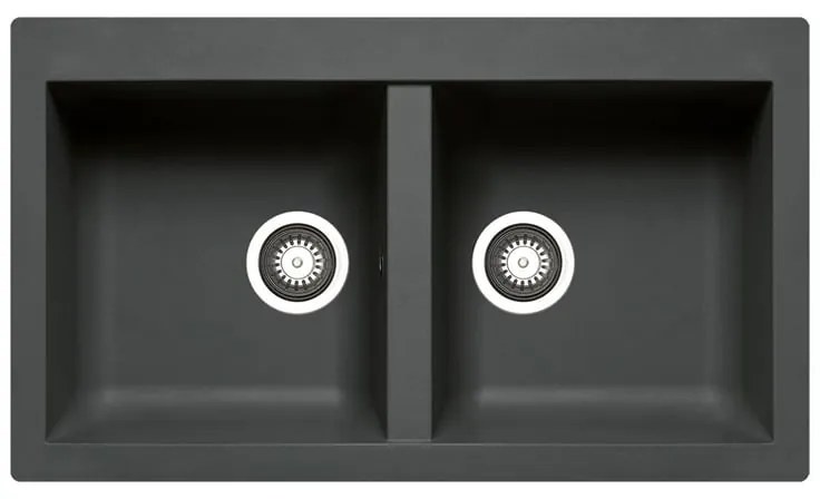 Lavello 2 vasche in resina nero PYRAMIS Scirocco L 50 x L 86 cm