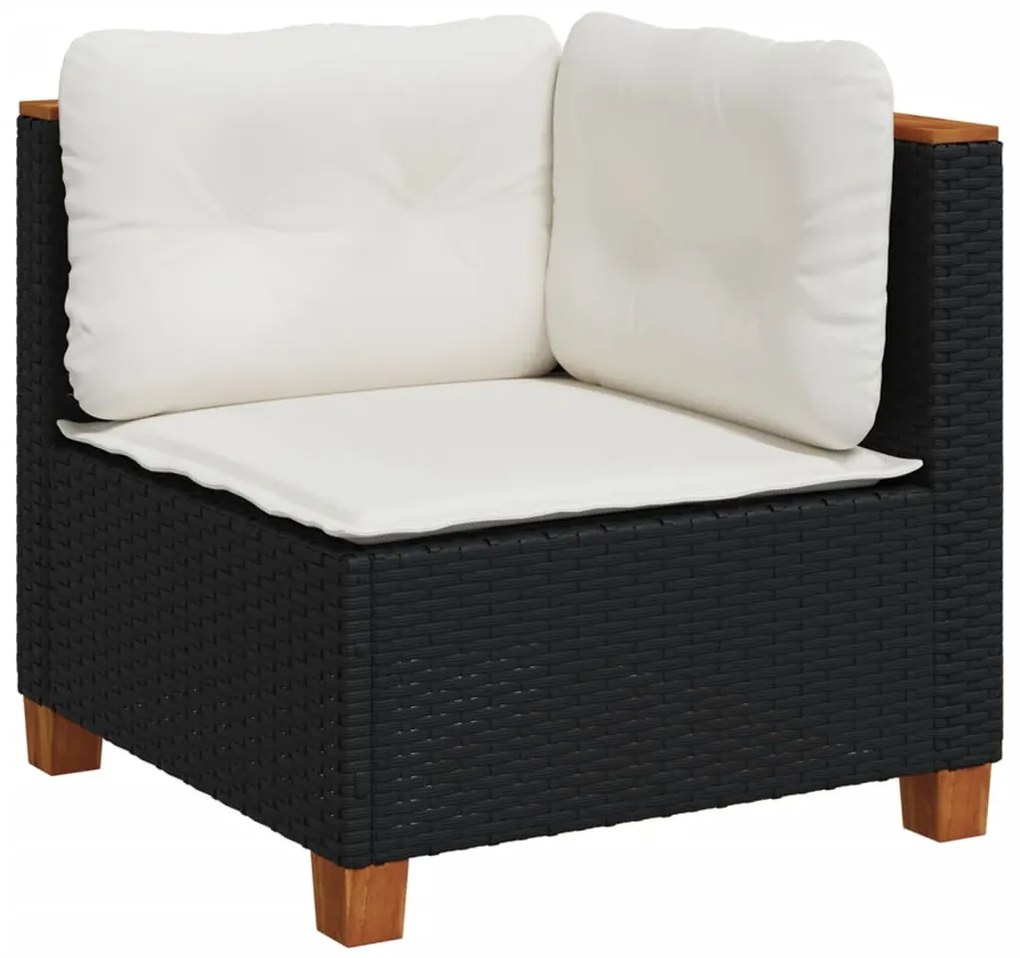 Set divani da giardino con cuscini 7pz nero polyrattan