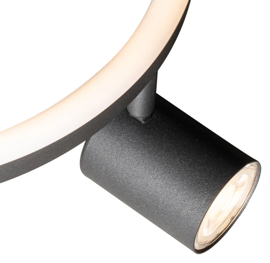Faretto da soffitto nero GU10 50mm 3 luci rotondo con retroilluminazione e interruttore a 3 vie - Back Up