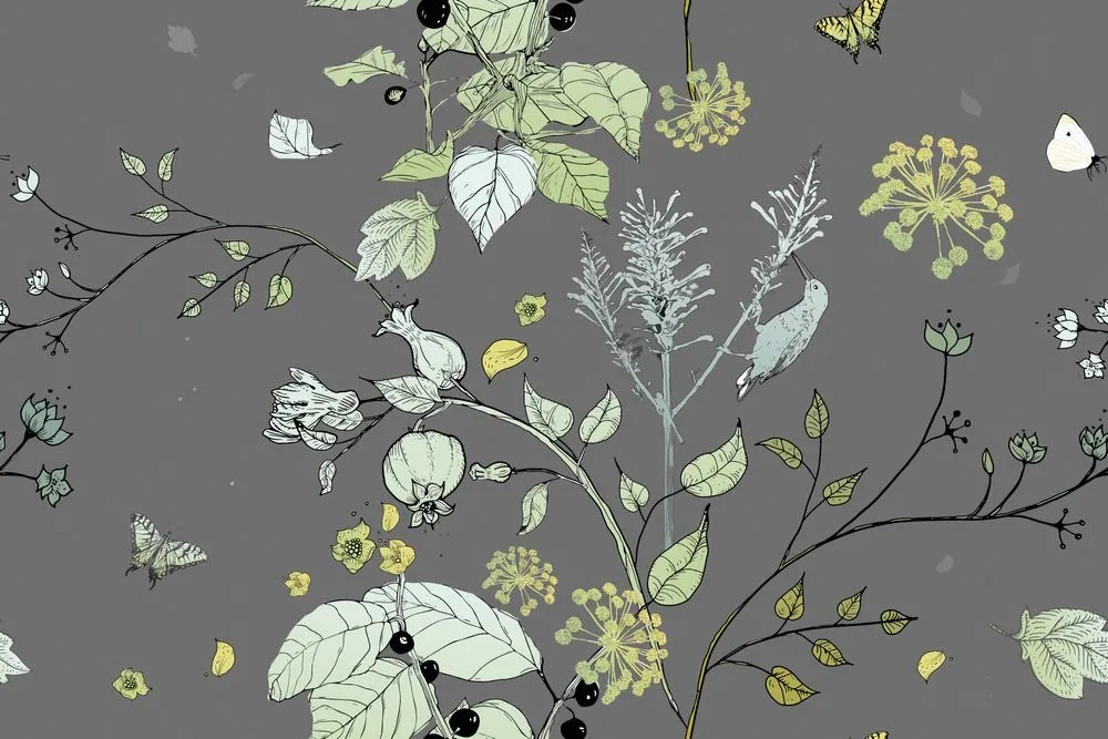 Carta da parati – Fiori di campo di notte