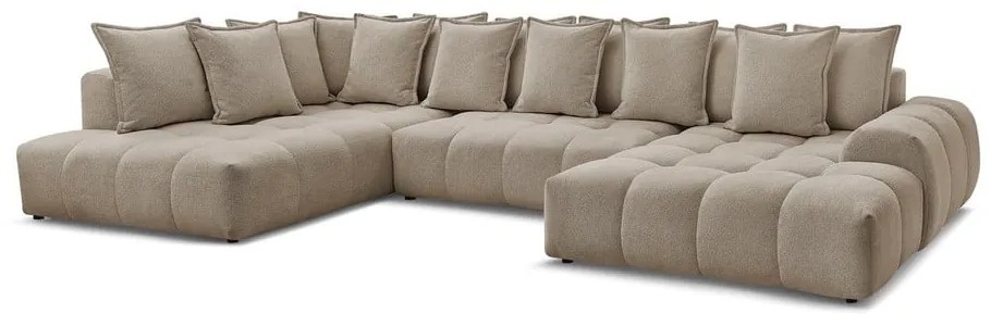 Divano angolare grigio tortora allungabile e con contenitore (penisola a sinistra/a U) con rivestimento in ciniglia Everest – Bobochic Paris