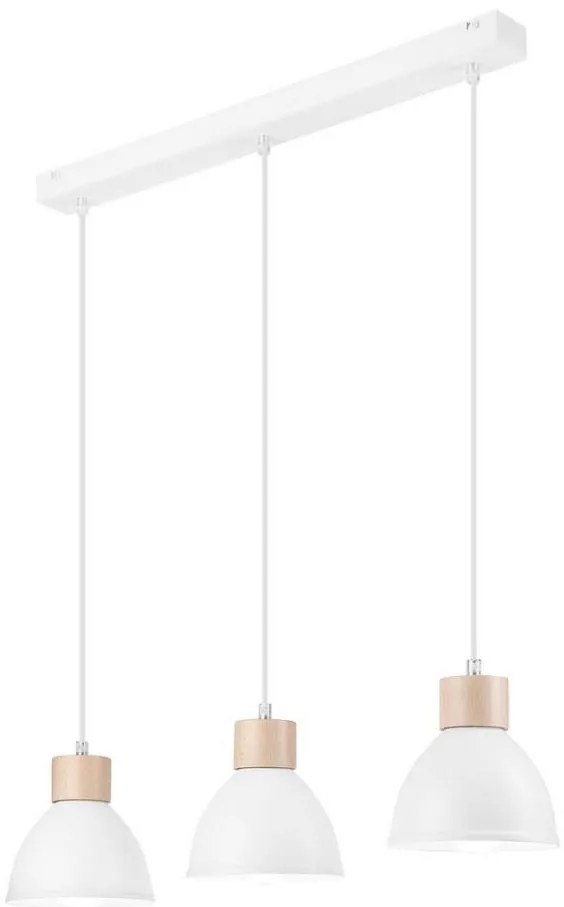 Lampadario a sospensione con filo NICO 3xE27/60W/230V bianco