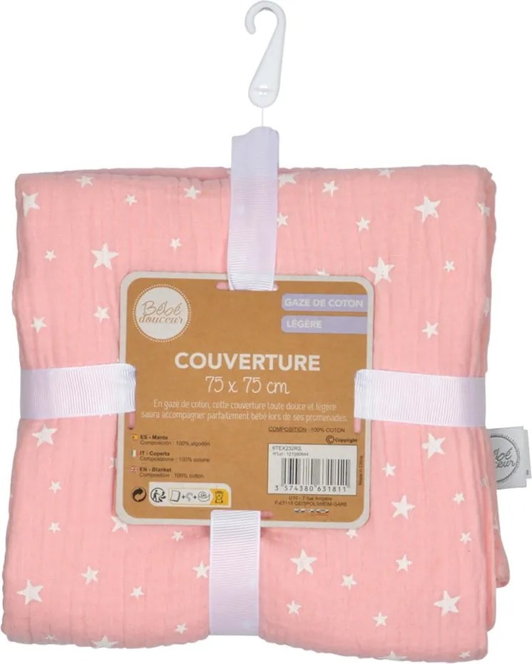 Coperta per neonati in mussola rosa 75x75 cm - Bébé Douceur