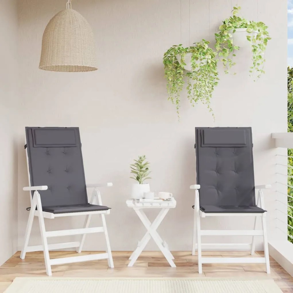 Cuscini Per Sedia Schienale Alto 2 Pz Antracite Tessuto Oxford /