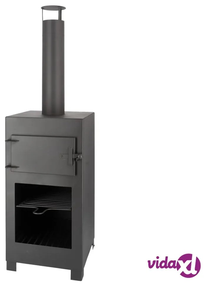 Esschert Design Stufa da Terrazzo con Forno per Pizza Nero