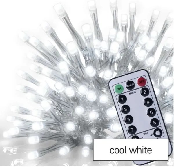 Catena LED natalizia da esterno 300xLED/8 modalità10m IP44 bianco freddo + telecomando