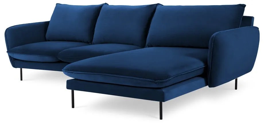 Divano angolare in velluto blu (angolo destro) Vienna - Cosmopolitan Design