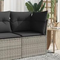 Divano Angolare da Giardino con Cuscini Grigio in Polyrattan 366136