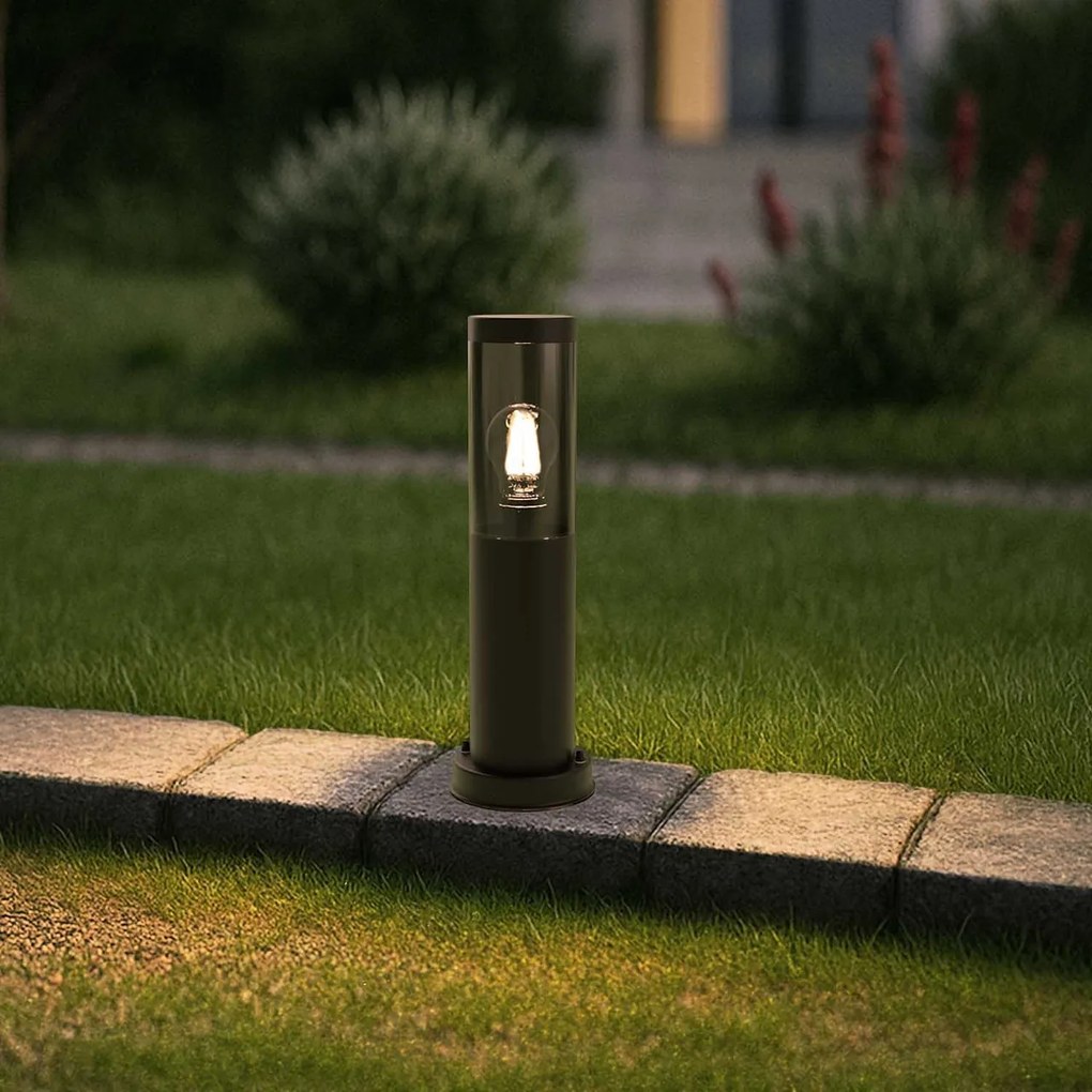 Paletto da Giardino Nero 40cm DarkLight Acciaio INOX base E27