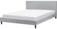 Letto 160 x 200 cm Tessuto a doghe in tessuto grigio contemporaneo