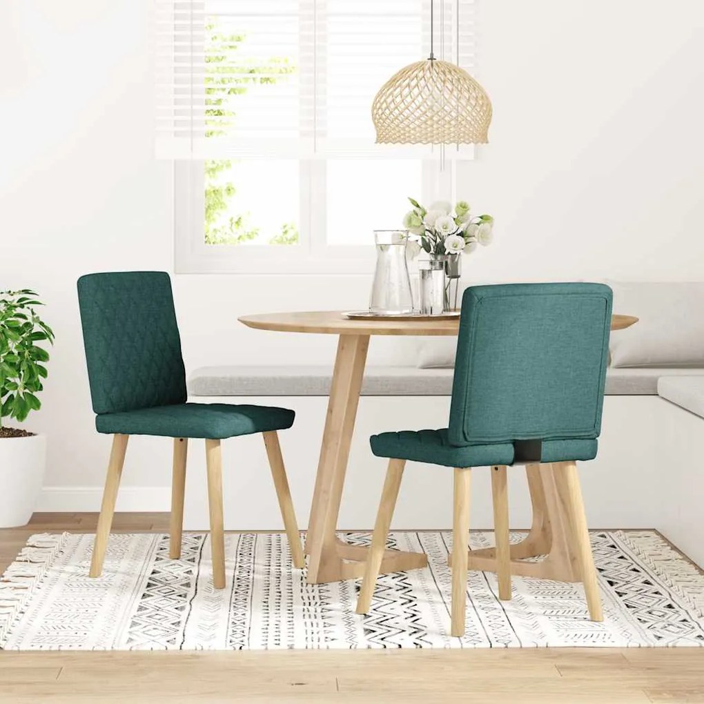 Sedie Da Pranzo 2 Pz Verde Scuro İn Tessuto /
