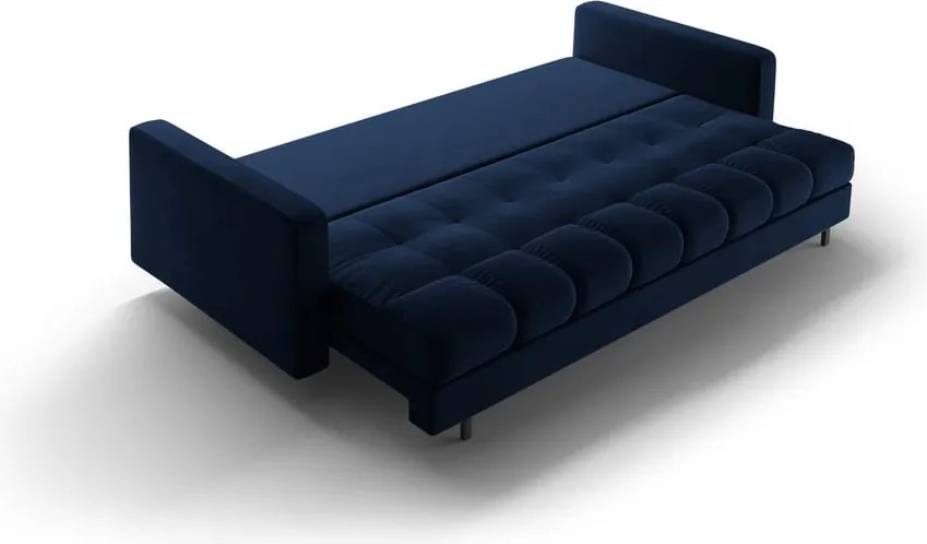 Divano blu scuro allungabile/con contenitore con rivestimento in velluto 222 cm Bali – Cosmopolitan Design