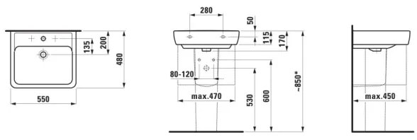 LAUFEN H8189510001041 - Lavabo da appoggio/sospeso PRO 55x48 cm ceramica bianco