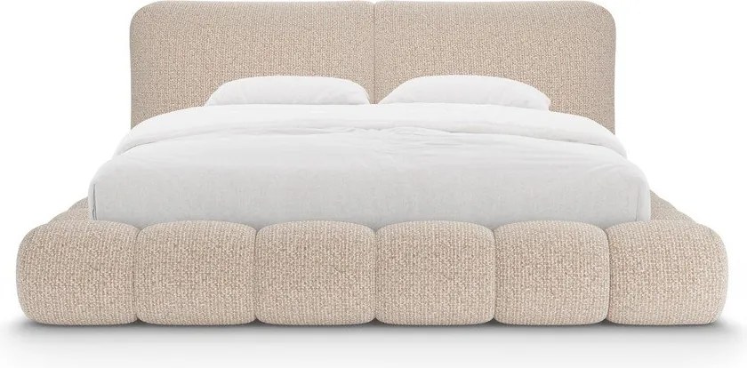 Letto matrimoniale imbottito greige con contenitore con rete inclusa 180x200 cm Solange – Micadoni