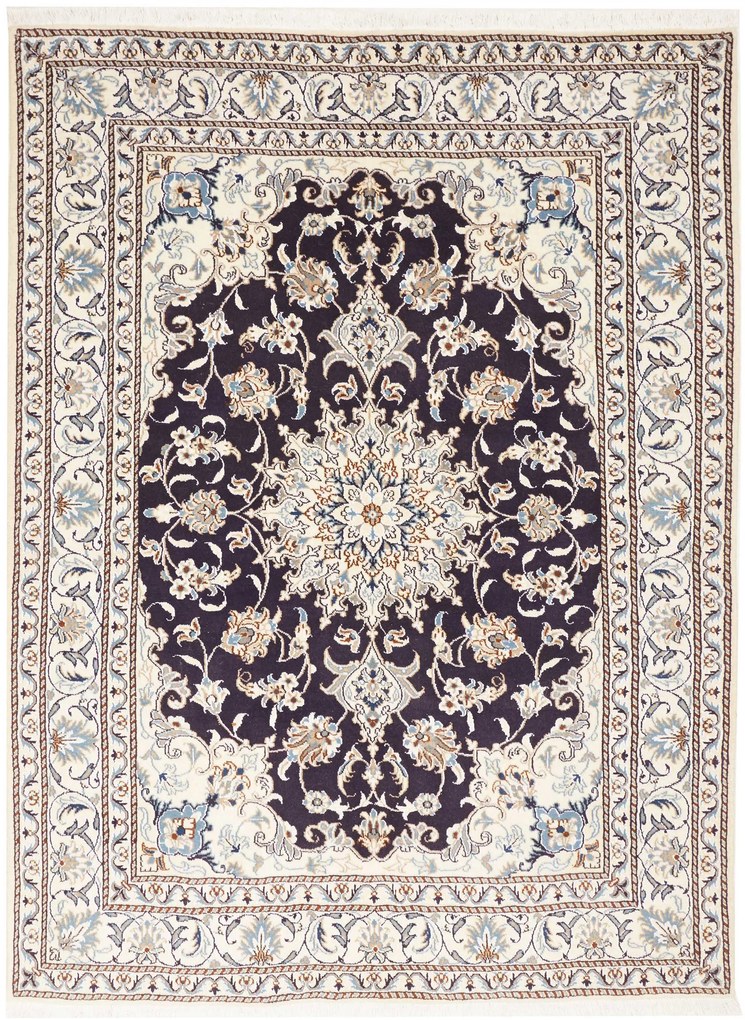 Nain Tappeto 150 x 200 Blu (Iran) Annodato A Mano