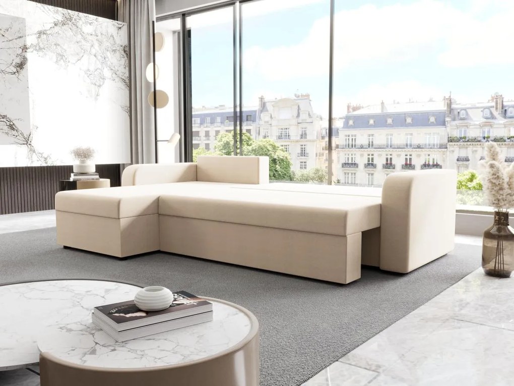Divano letto angolare e reversibile in Tessuto Beige - ONABIA