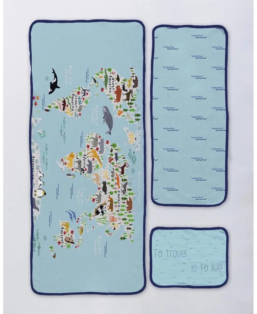 Set di asciugamani e teli da bagno in spugna blu 3 pezzi 130x60 cm Mapamundi Animals - Madre Selva