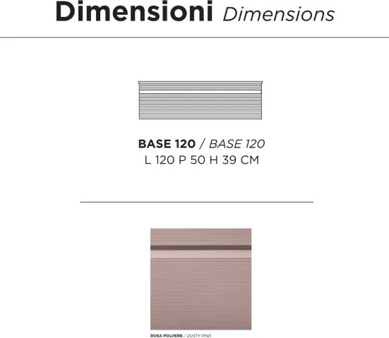 Bagno completo sospeso con base 120 con 2 lavabi da appogio - RIO Rosa Polvere