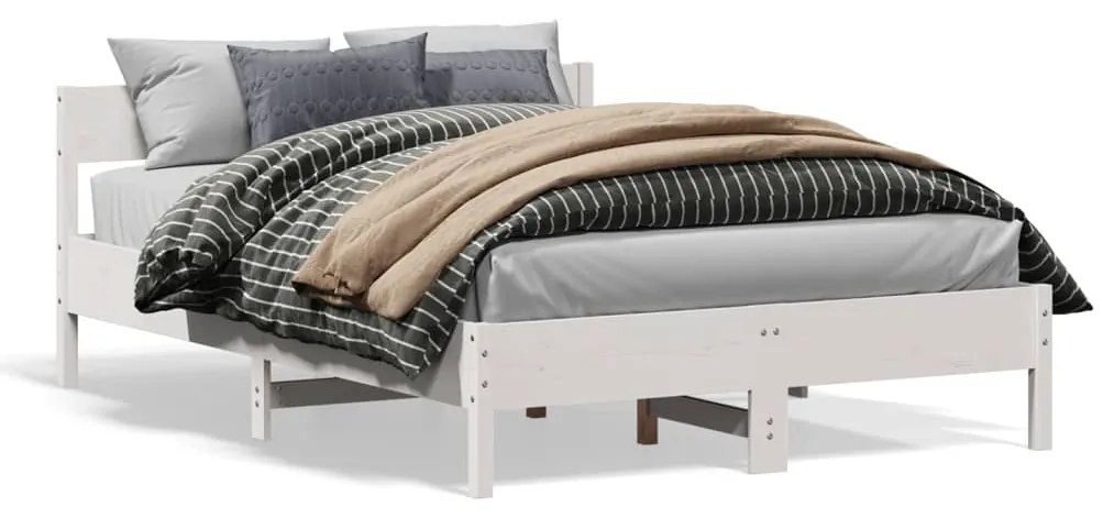 Letto Senza Materasso Bianco 160x200 Cm Legno Massello Di Pino /