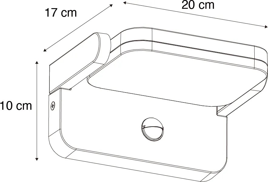 Lampada da parete per esterni nera con LED orientabile con sensore di movimento - Kamile