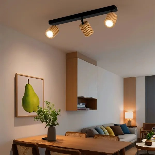 Brilagi - Faretto MODERN WOOD 3xGU10/8W/230V legno di caucciù/nero