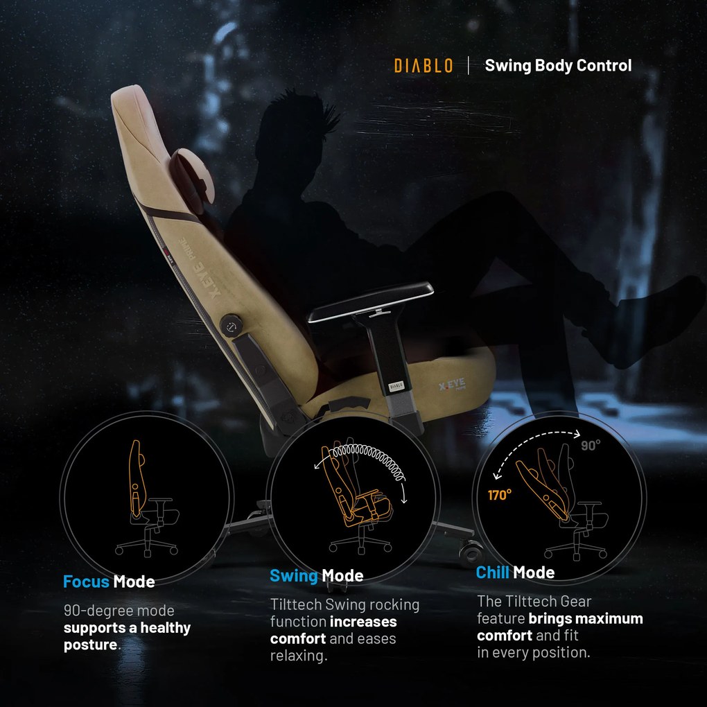Sedia da gaming Diablo X.Eye Prime Broken Gold Normal Size