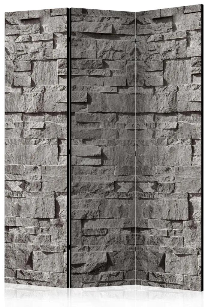 Paravento design Segnalibro in pietra - texture grigia di mattoni con motivo retrò