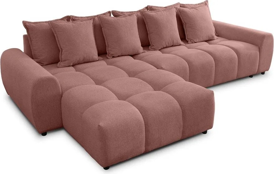 Divano angolare color terracotta (con penisola a sinistra/con chaise lounge) Albane – Ropez