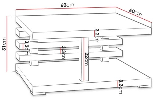 Tavolino KYOTO 31x60 cm opaco nero