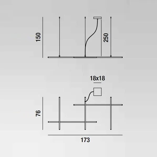 NET sospensione moderna LED dimmerabile 3000K-6000K, design minimal in metallo e alluminio