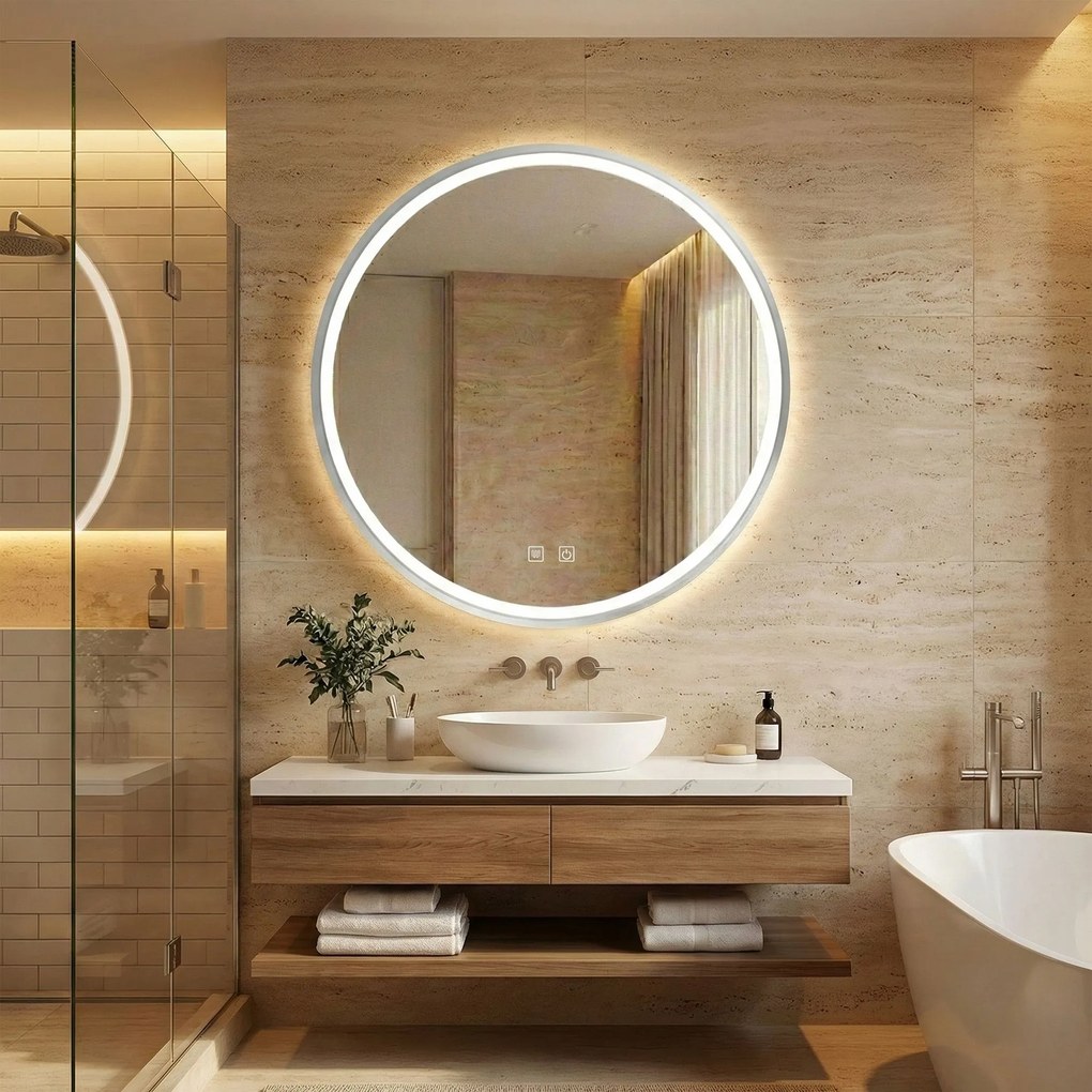 Specchio LED 70cm MMJ BRUSH SILVER