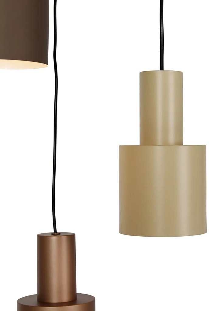 Lampada a sospensione bronzo con 3 luci tortora e beige - Ans