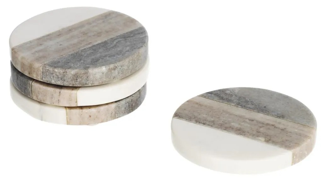 Kave Home - Set Xamila di 4 sotto bicchieri in marmo multicolor