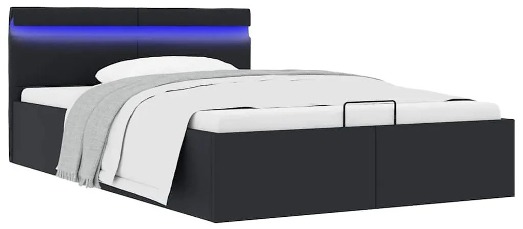 Giroletto Contenitore Idraulico Led Nero Similpelle 140x200 Cm /
