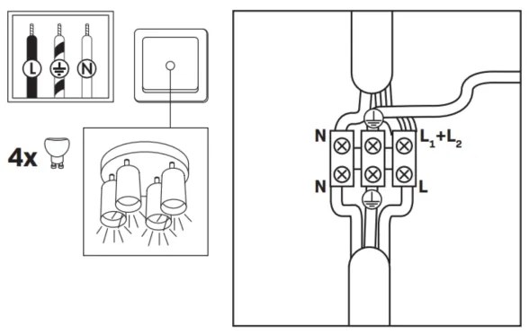 Faretto LED RGBW dimmerabile per bagno TURYN, 4xGU10/4,8W/230V IP44, nero