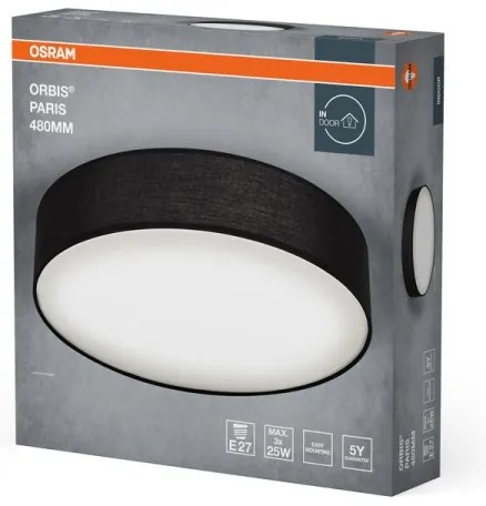 Osram - Plafoniera ORBIS PARIS 3xE27/25W/230V Ø 48 cm nero