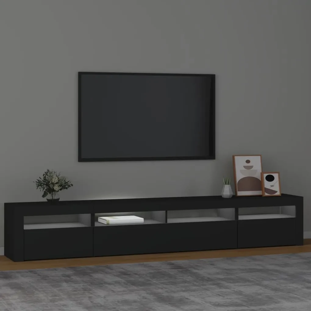 Mobile porta tv con luci led nero 240x35x40 cm