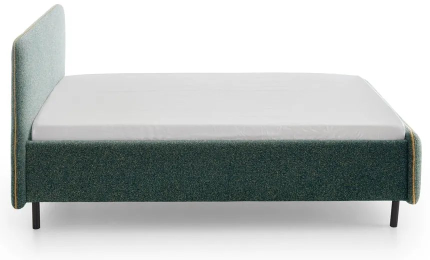 Letto matrimoniale imbottito verde scuro con contenitore con rete inclusa 160x200 cm Primo – Meise Möbel