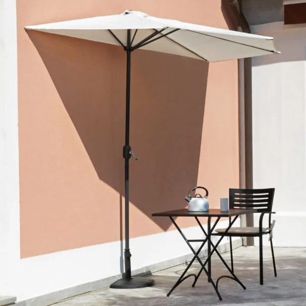 Mezzo Ombrellone da Giardino a Parete Ø3m Vorghini Ecrù...