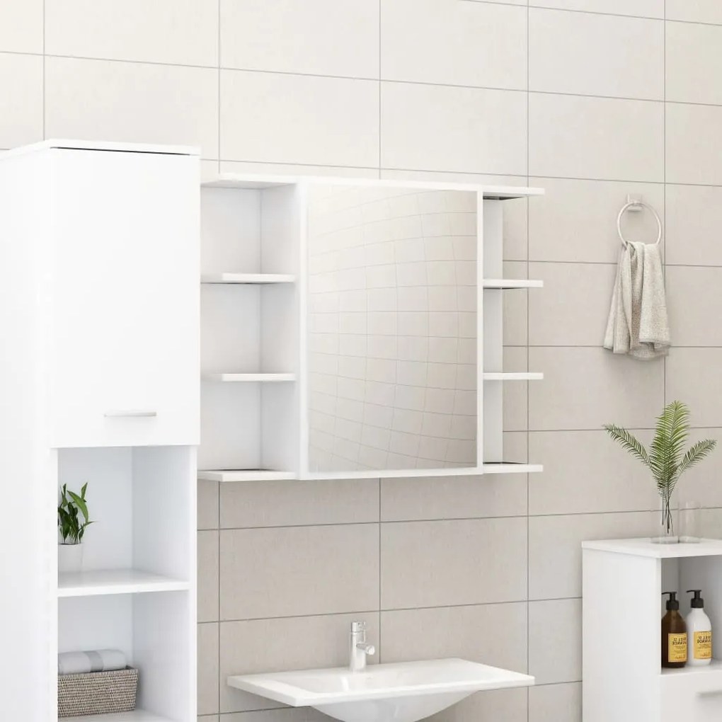 Set mobili da bagno 3 pz bianco in truciolato