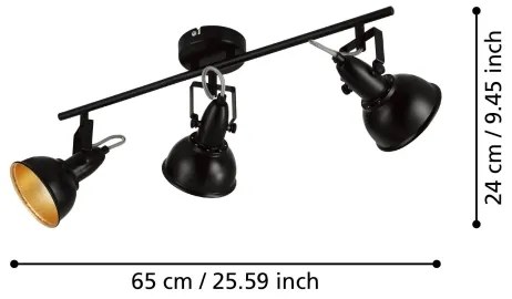 Eglo 75513 - Faretto THORNTON 3xE14/28W/230V nero/oro