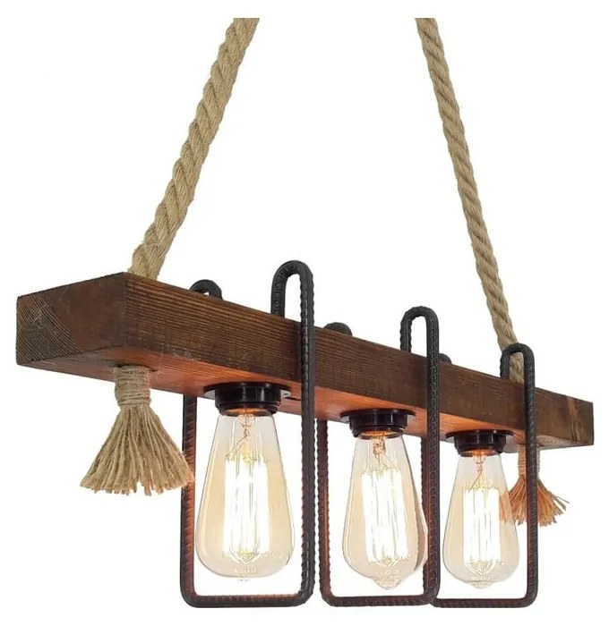 Apparecchio a soffitto in legno a sospensione Demir, 3 lampadine - Opviq lights