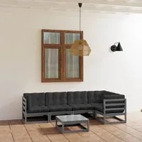 Set Divani da Giardino 6 pz con Cuscini Legno Massello Pino 3076611