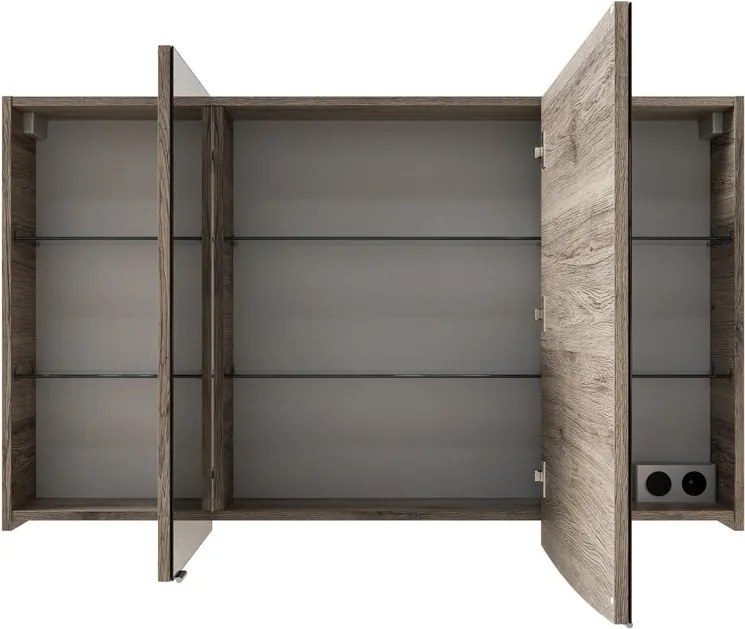 Specchio Contenitore Contea Con Illuminazione PELIPAL destro rovere sanremo L 120 x H 70 x P 17 cm, completo di presa ed interuttore