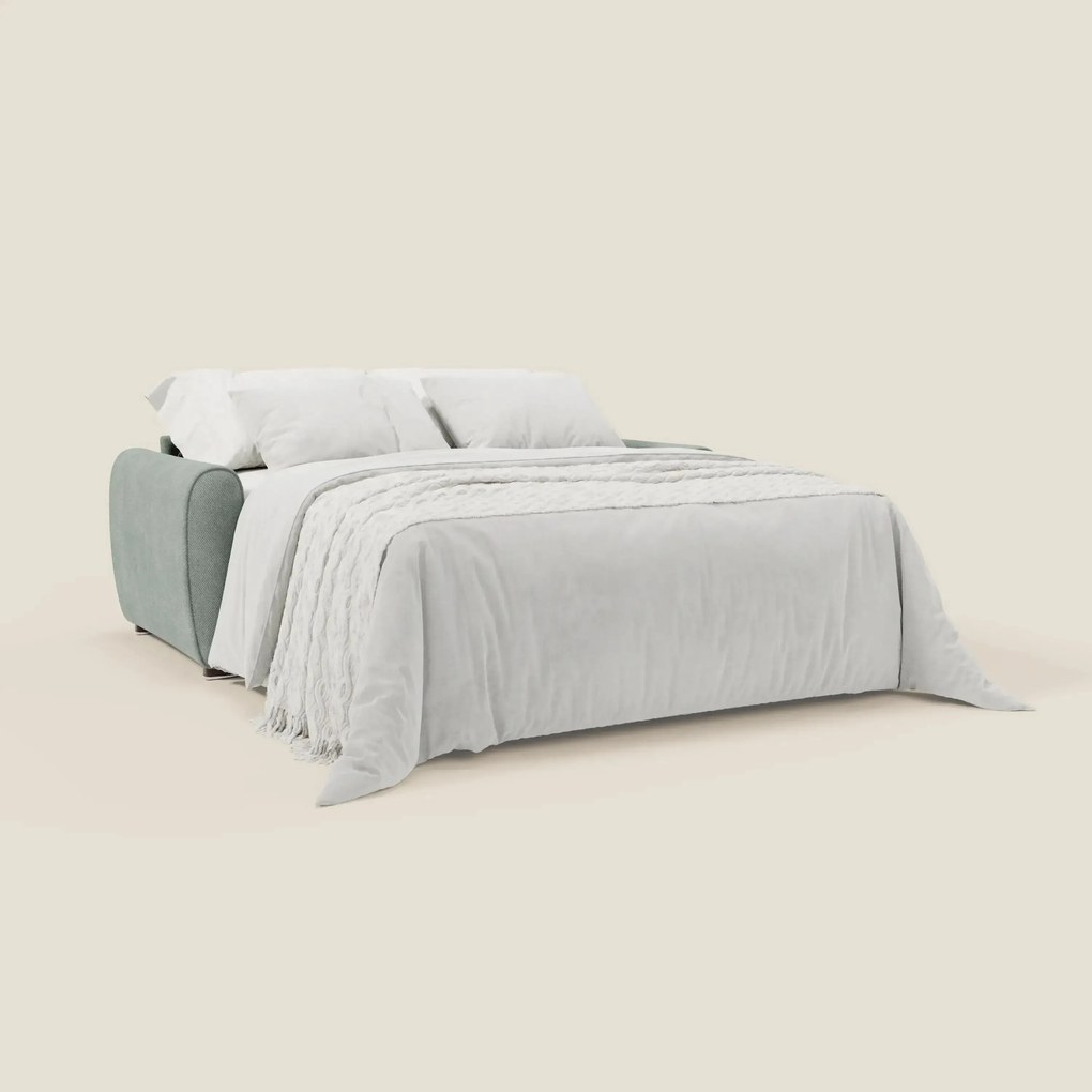 Kaleo Divano letto moderno con materasso H17 cm - in raffinato tessuto impermeabile T26 verde acqua
