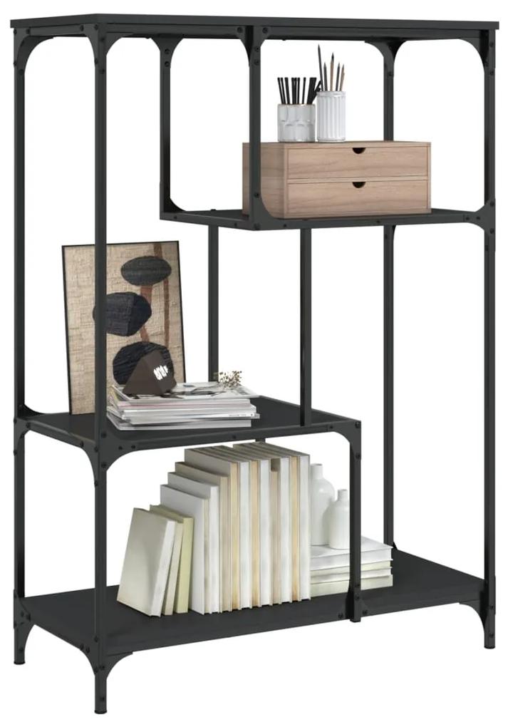 Libreria nera 81x36x115 cm in legno multistrato e acciaio