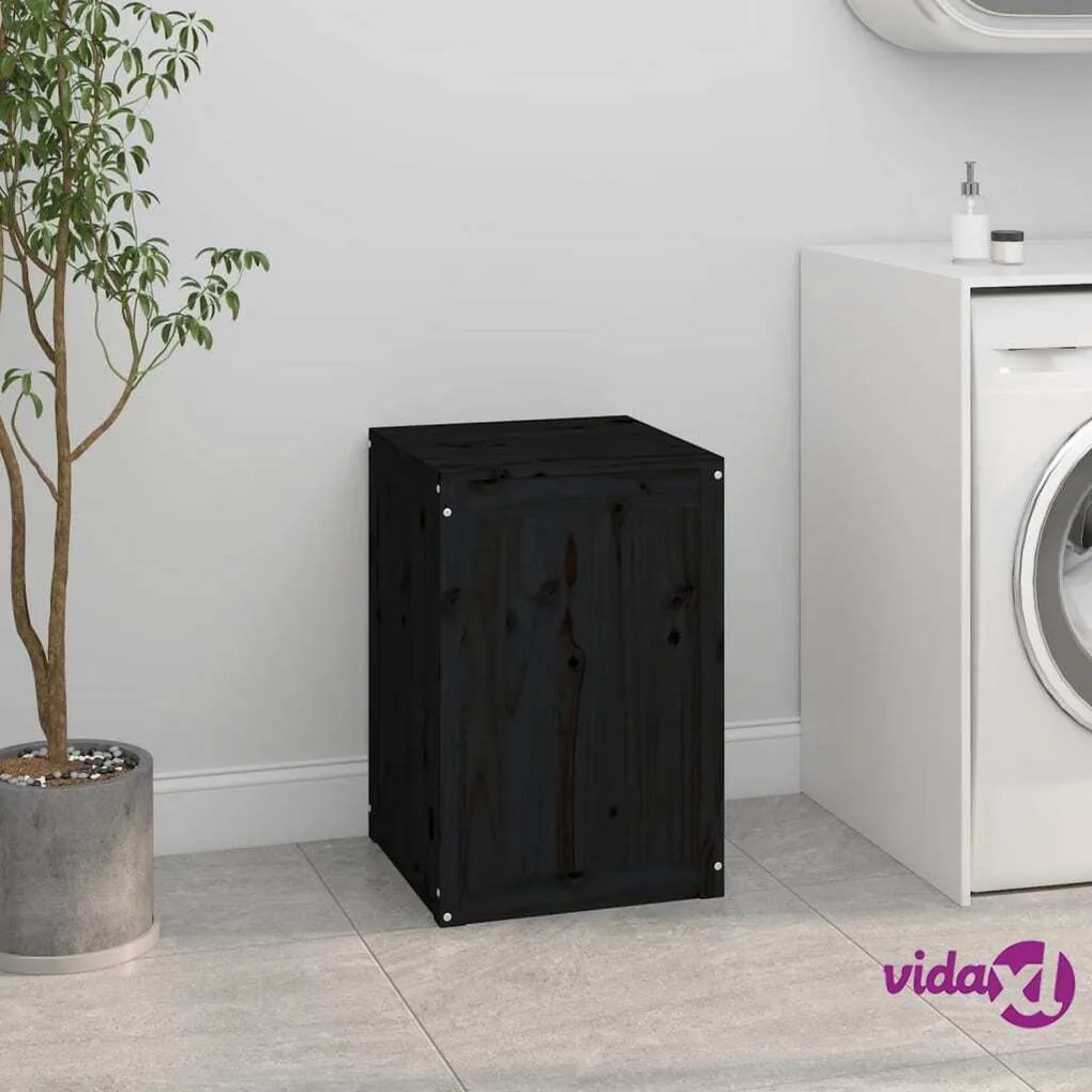 vidaXL Contenitore per Bucato Nero 44x44x66 cm Legno Massello Pino