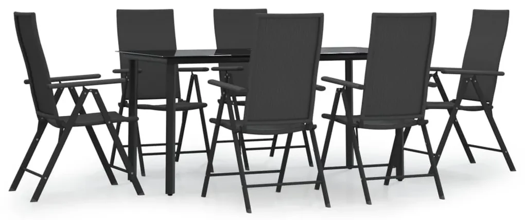 Set da pranzo da giardino 7 pz nero in polyrattan